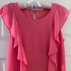 Pink ruffle midi dress